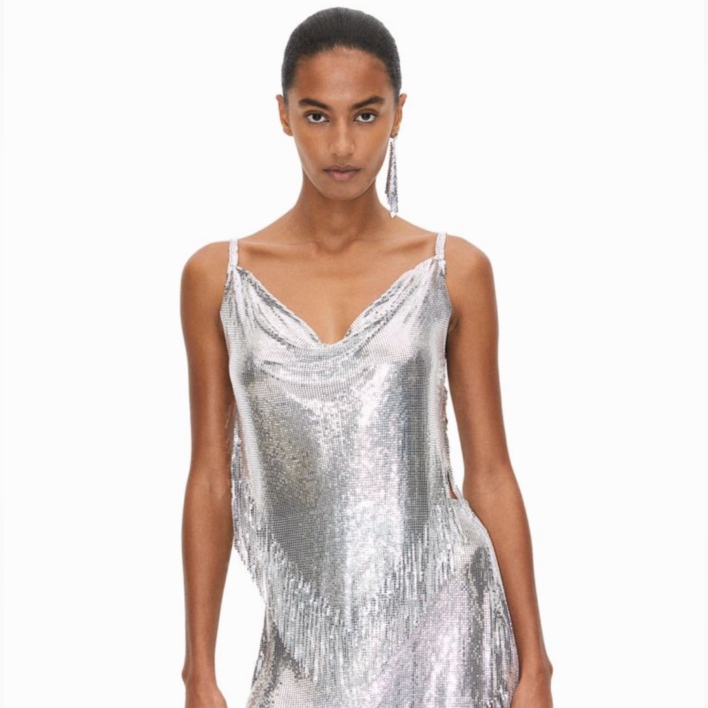 H&M Rabanne Metal-mesh Top with Fringe Size Small